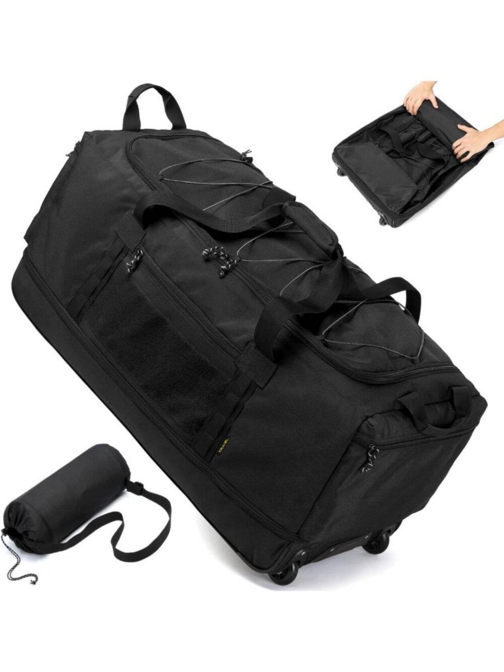 Extra Large Collapsible Duffle Bag with Wheels - Heavy Duty Travel Luggage